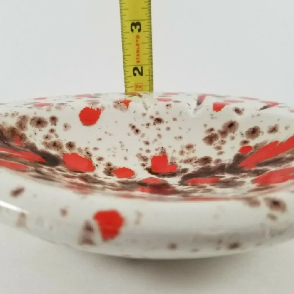 Vintage Ashtray Atomic Boomerang Mid Century Splatter Drip Glaze Ceramic
